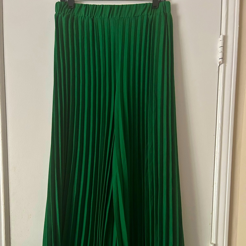 SHEIN Vibrant Green Pleated Wide-Leg Pants size XL - Picture 3 of 3